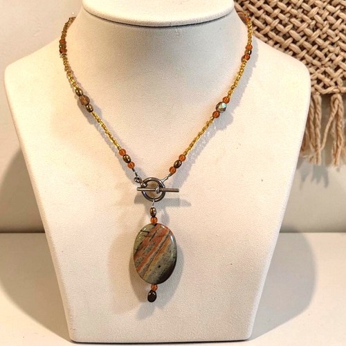 Artisan picture jasper pendant - picture,